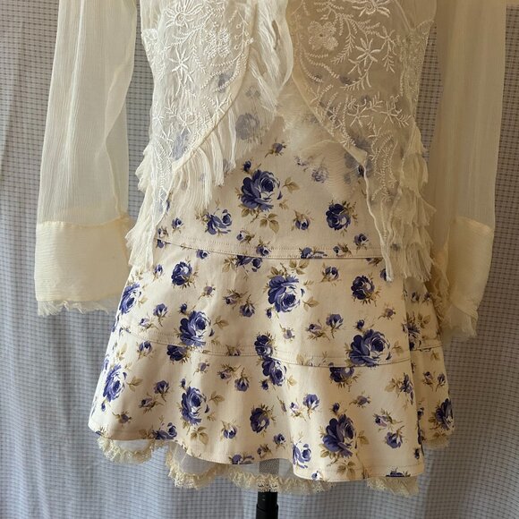 Vintage Betsey Johnson Purple Floral Skirt - Picture 1 of 12